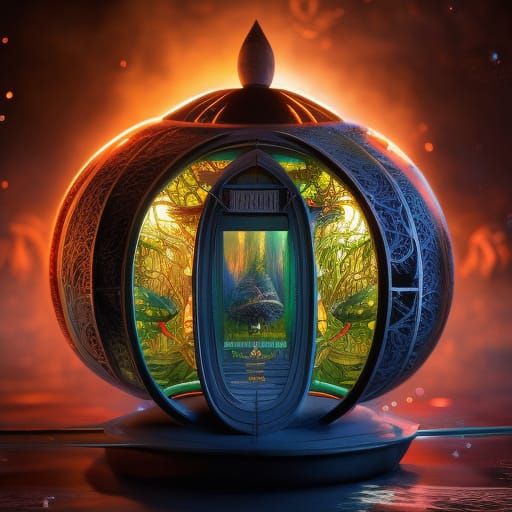 Cartoon Bug with Energetic Fields in Sci-Fi Horror Art