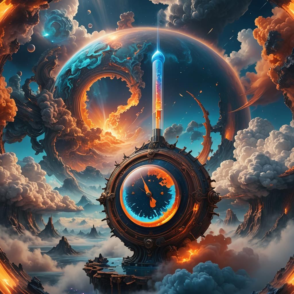 Fantastical Planet Pierced by Thermometer: Sci-Fi Concept Ar...