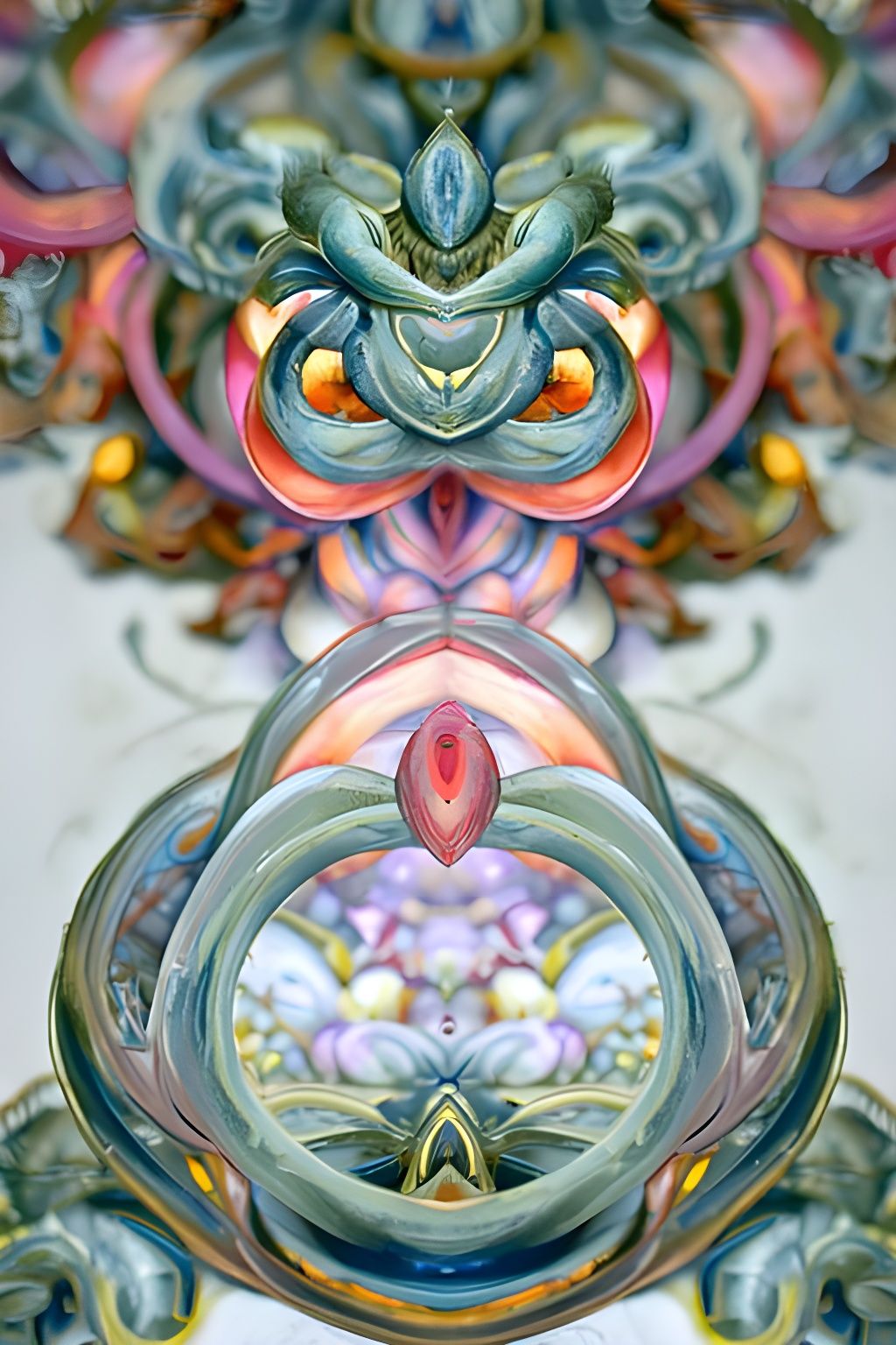 Ornate Glass Snakes in Fire and Smoke