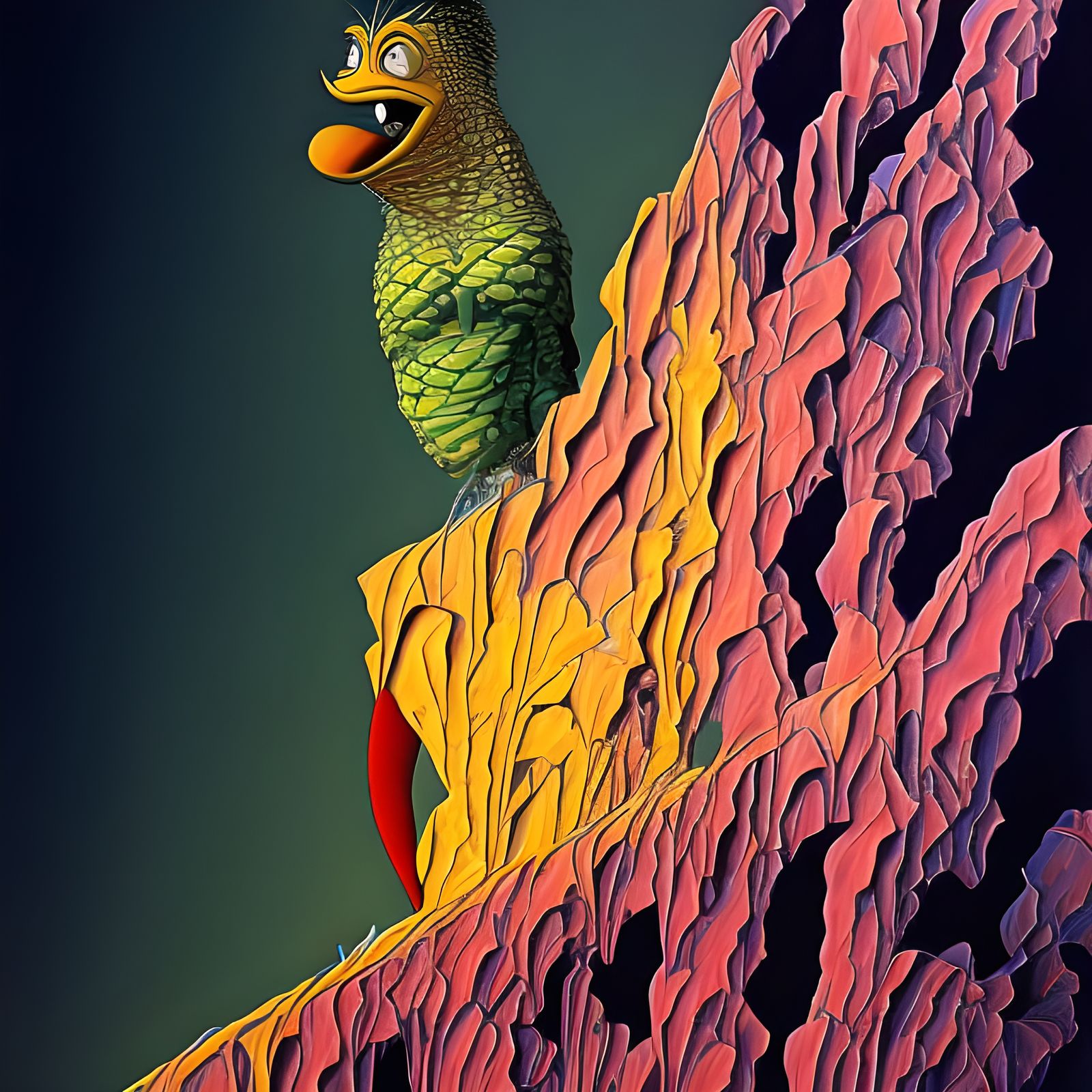 Abstract Rock Singer in Hyperreal Light Dust