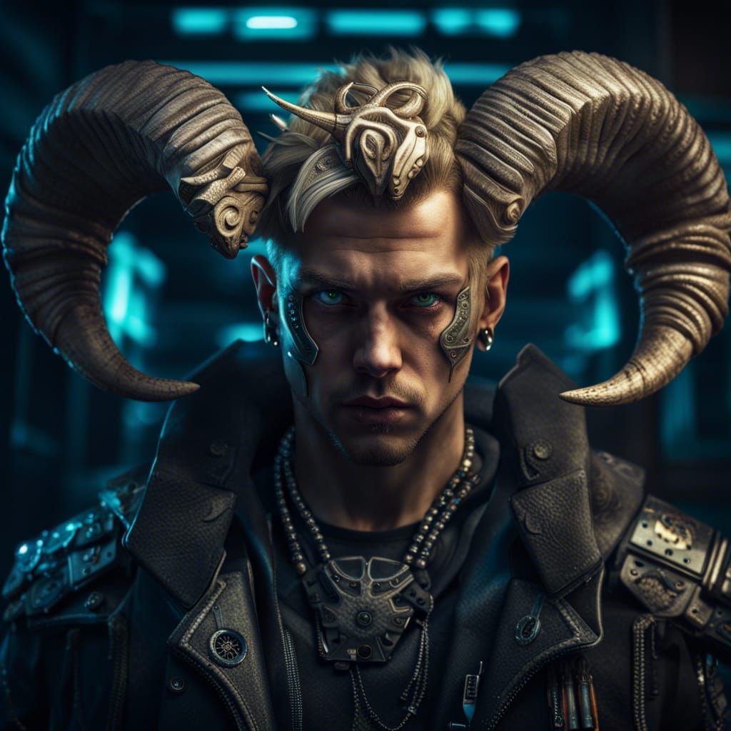Cyberpunk Satyr with Ram Horns