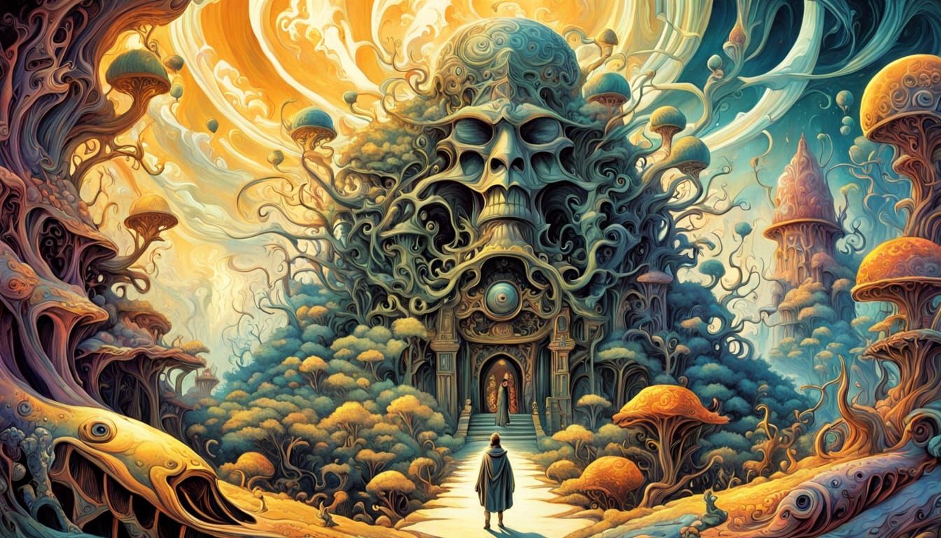 The Enigmatic King of Golden Mountains in Vibrant Psychedeli...