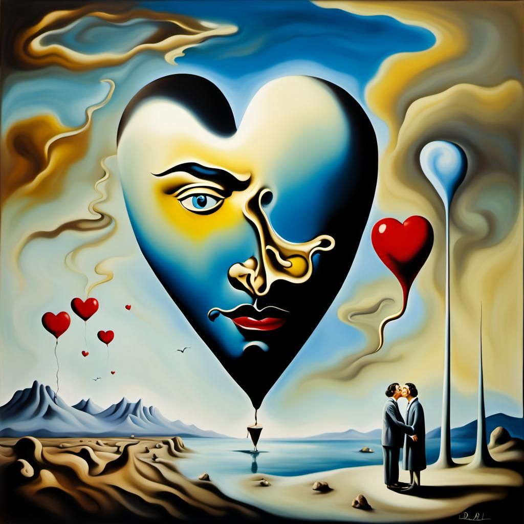 Surrealist Love Expression as Oil Painting