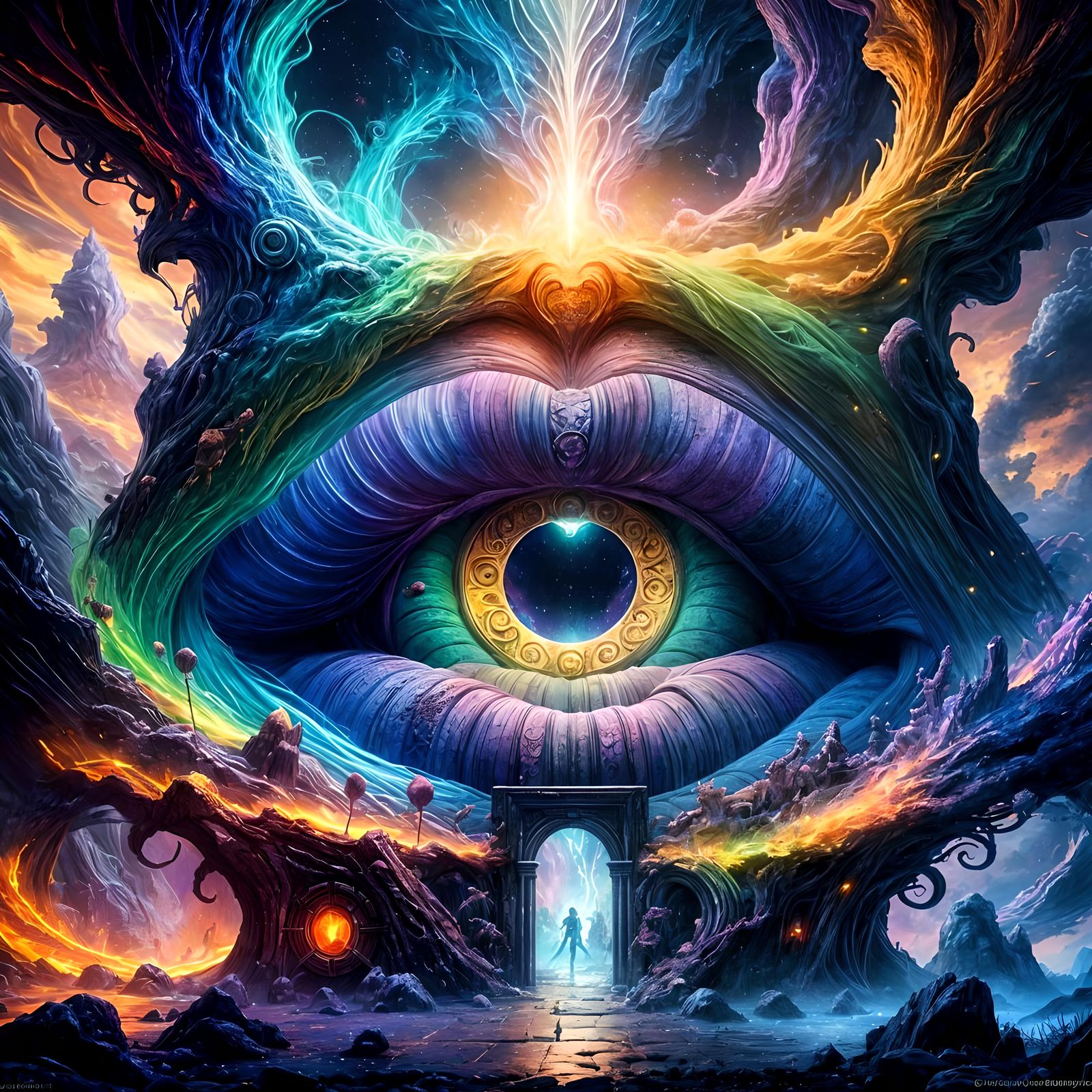 Glowing Portal Mouth Fantasy Matte Painting