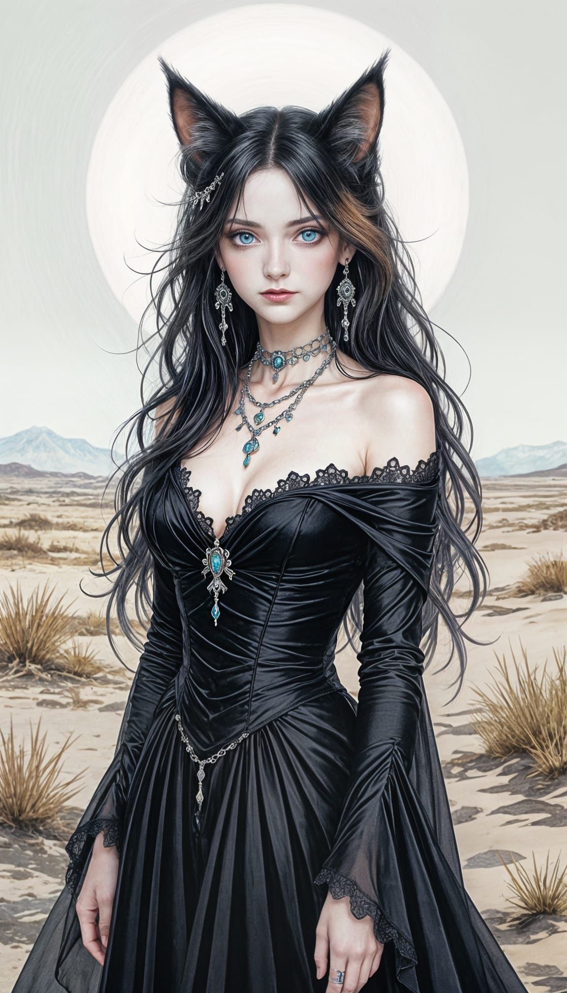 Calico Cat-Human Hybrid in Ethereal Watercolor Painting