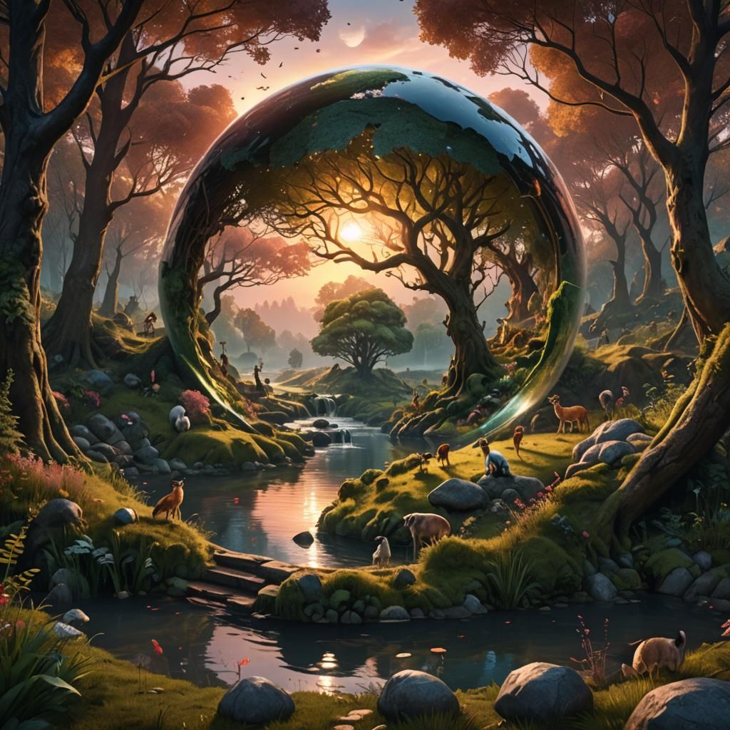Enchanted Forest in a Sphere: Fantasy Concept Art