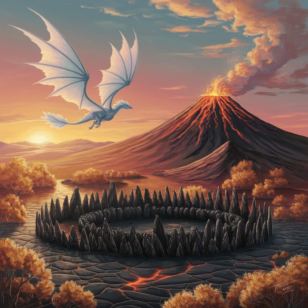 Ethereal Torfnee Soaring Over Volcanic Dragon Pen