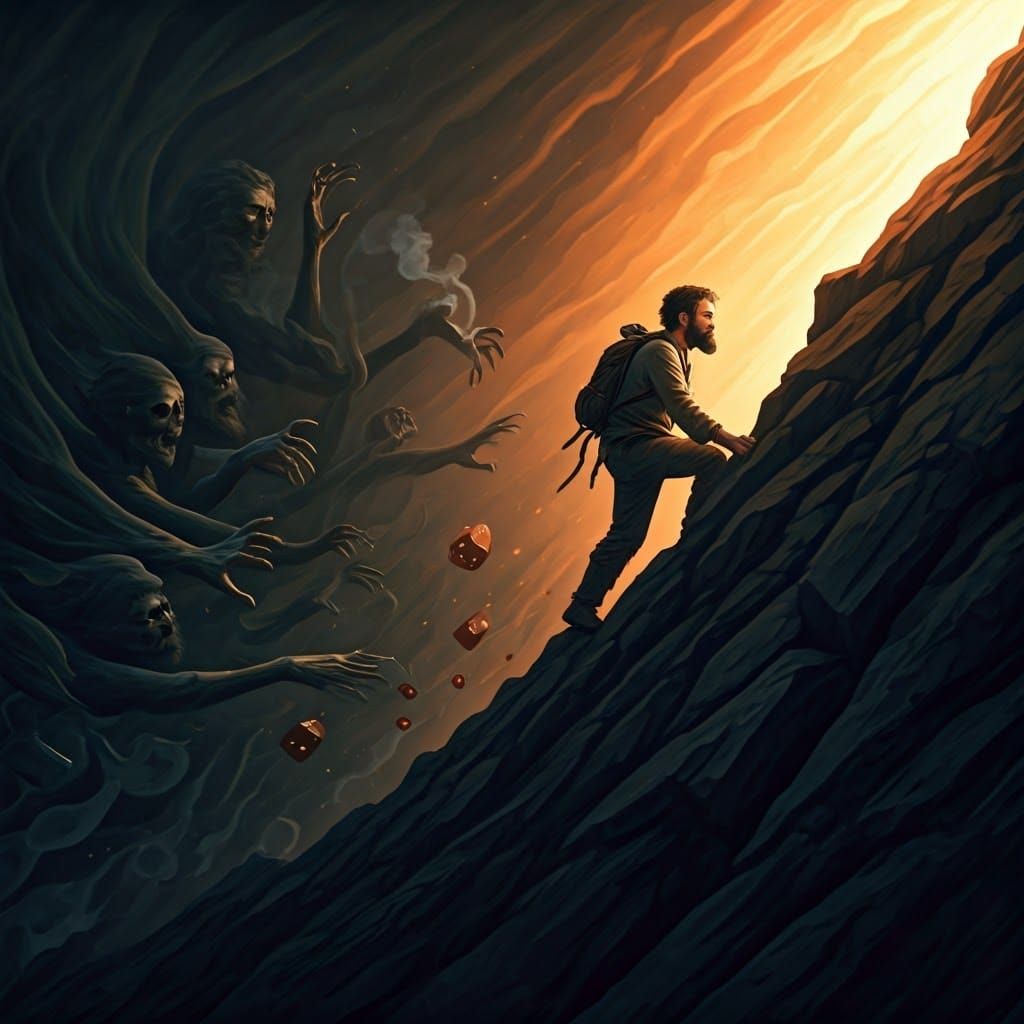 Man Struggles to Overcome Dark Addictions in Golden Light