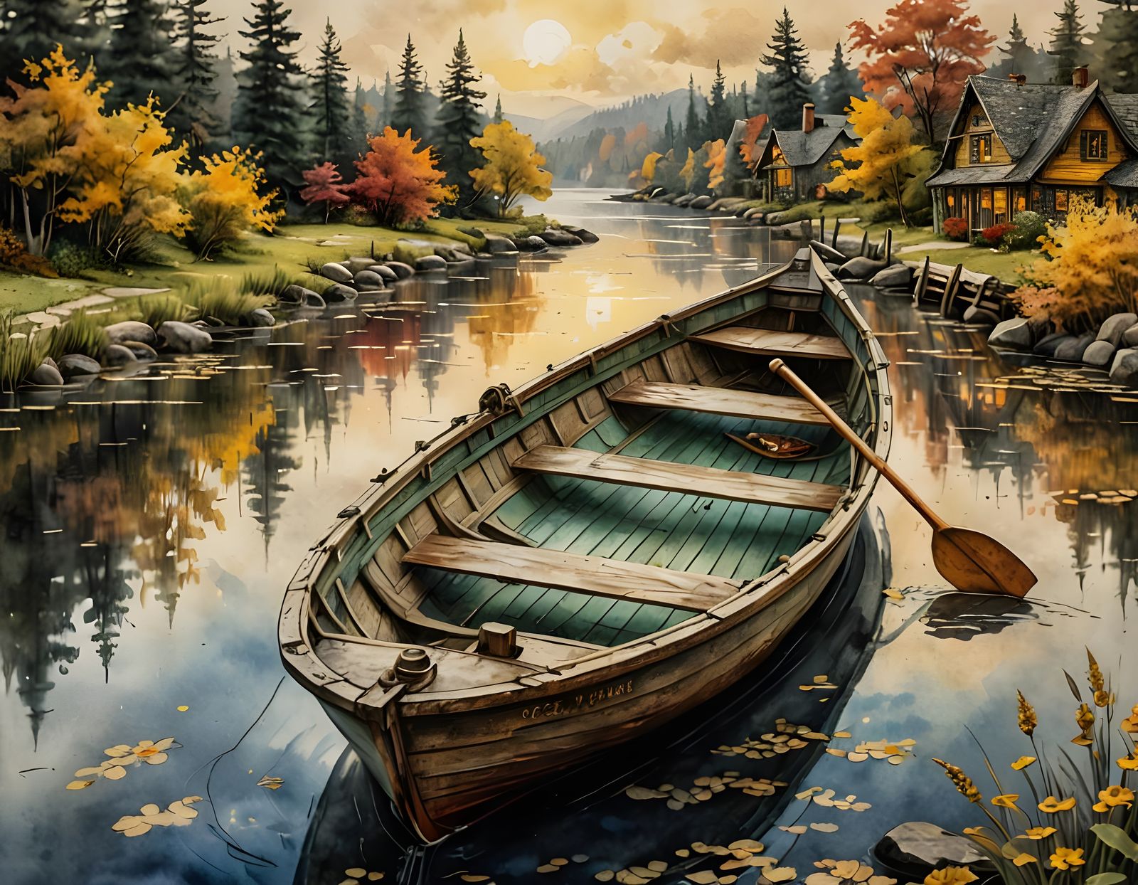 Magical Rowboat: Mixed Media Masterpiece