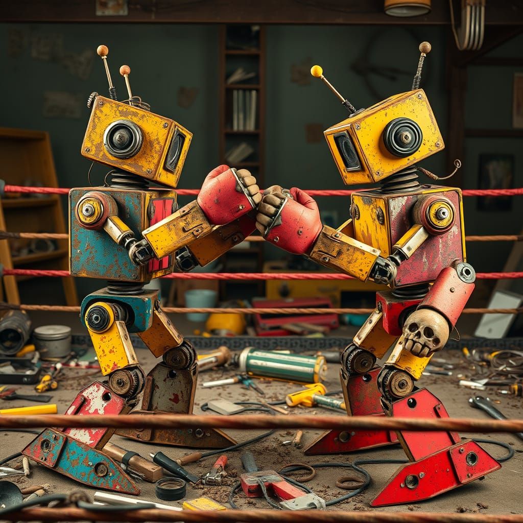 Whimsical Robots Engage in a Hilarious Boxing Match