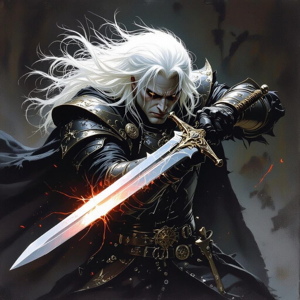 Elric's Fierce Battle with Glowing Stormbringer