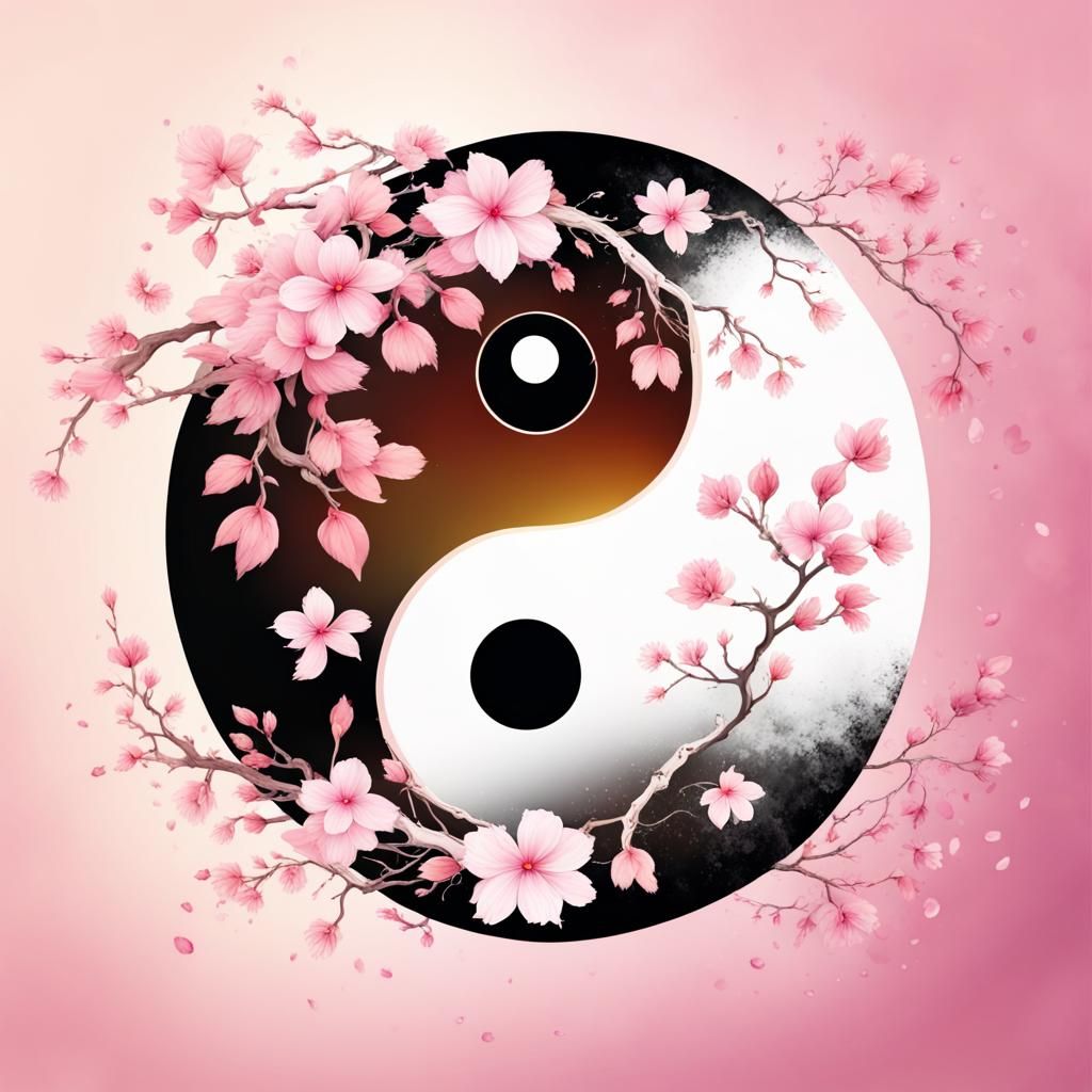 Sakura Petal Yin Yang Symbol
