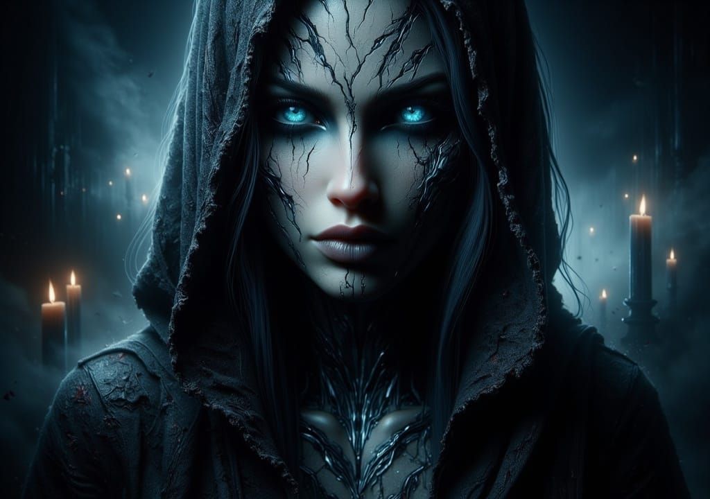 Mysterious Woman in Ominous, Baroque-Era Style