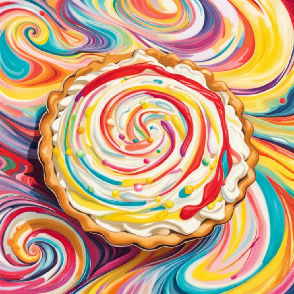 Lemon Meringue Pie in Gouache Candyland Style