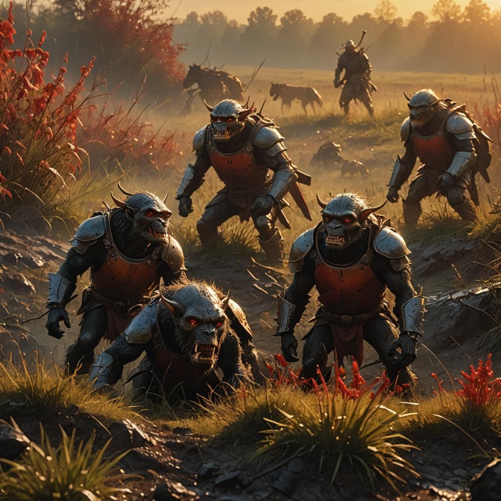 Cimmerian Friends on Battlefield in Hyper-Realistic Style