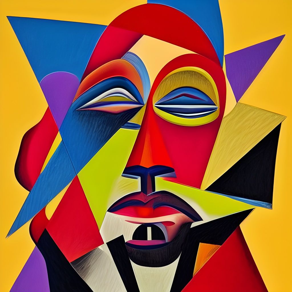 Colorful Cubist Artwork: The Fear of God