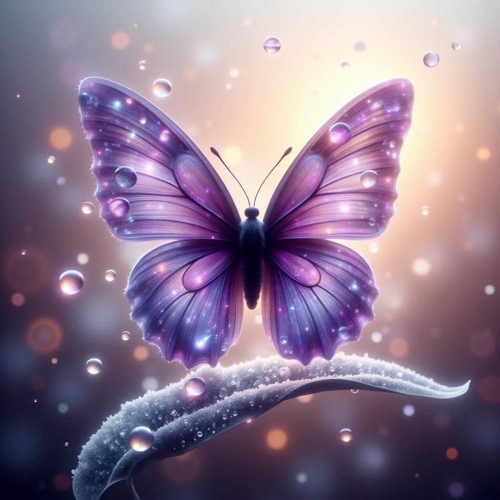 Iridescent Purple Butterfly at Dawn in Dreamy Style