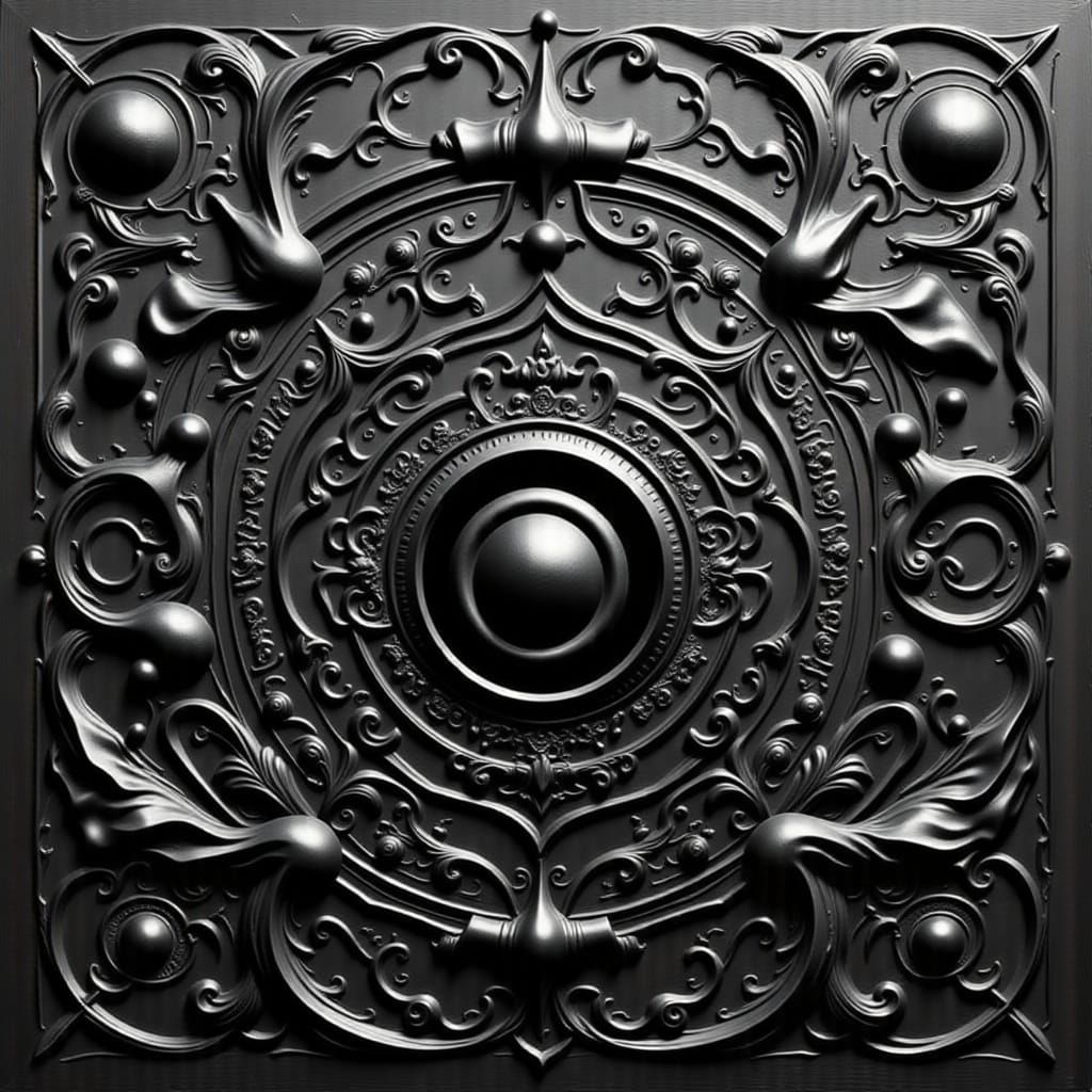 Abstract Black Impasto Beauty in Obsidian