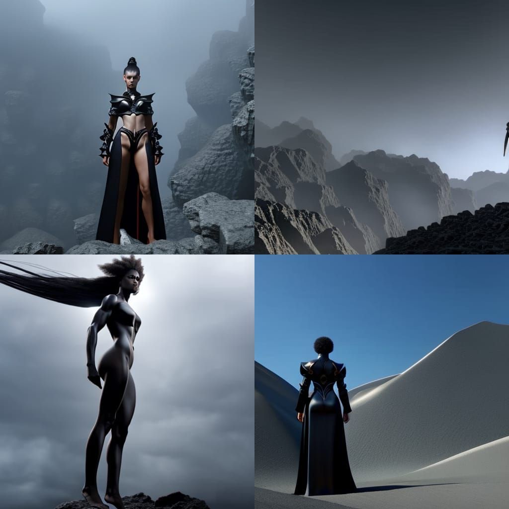 Dark Fantasy Nude Ninja with Fractal Hair in 8k