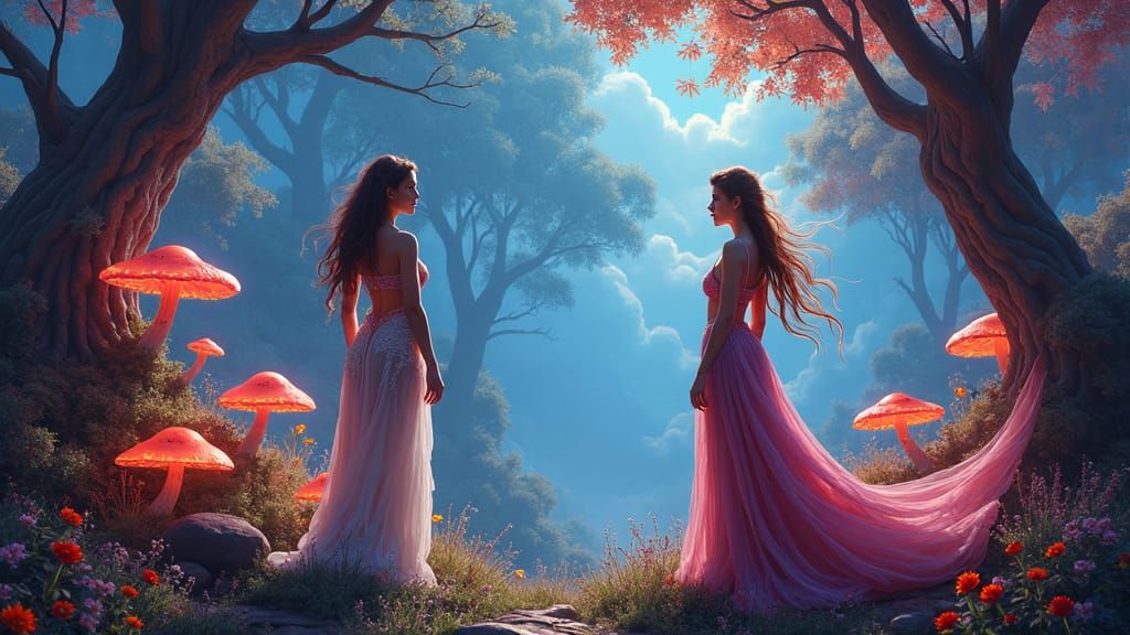 Fantasy Women in Mystical Forest: Matte Painting