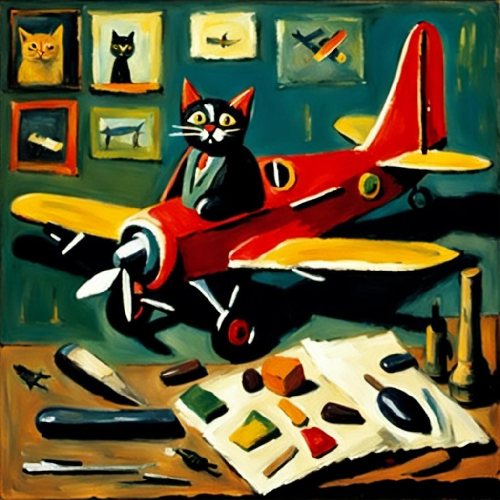 Cat's Airplane Hobby: Expressionist Art