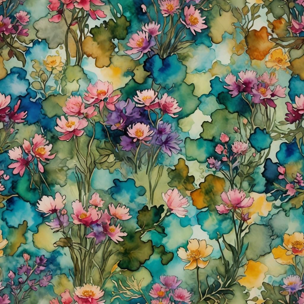 Monet Inspired Alcohol Ink Floral Art