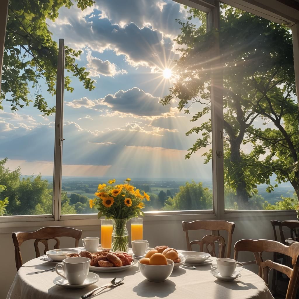 Breakfast Table with Divine Sunshine Beams
