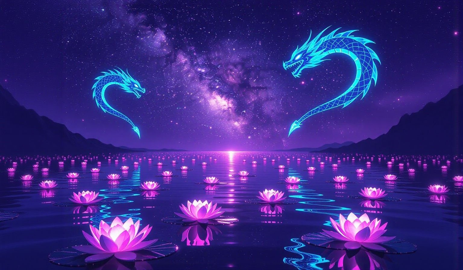 Galactic Dragons and Crystal Lotus Flowers