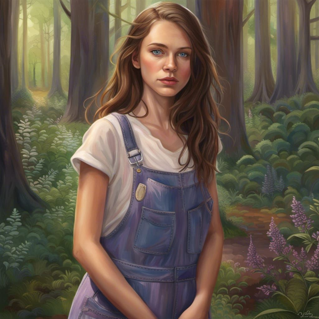 Photorealistic Girl in Forest Landscape
