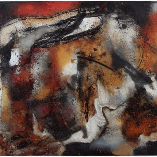 Abstract Visage with Earthy Tones as Mixed Media