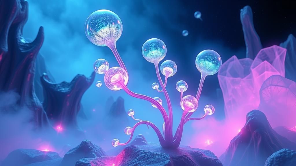 Bioluminescent Alien Plant in Sci-Fi Landscape