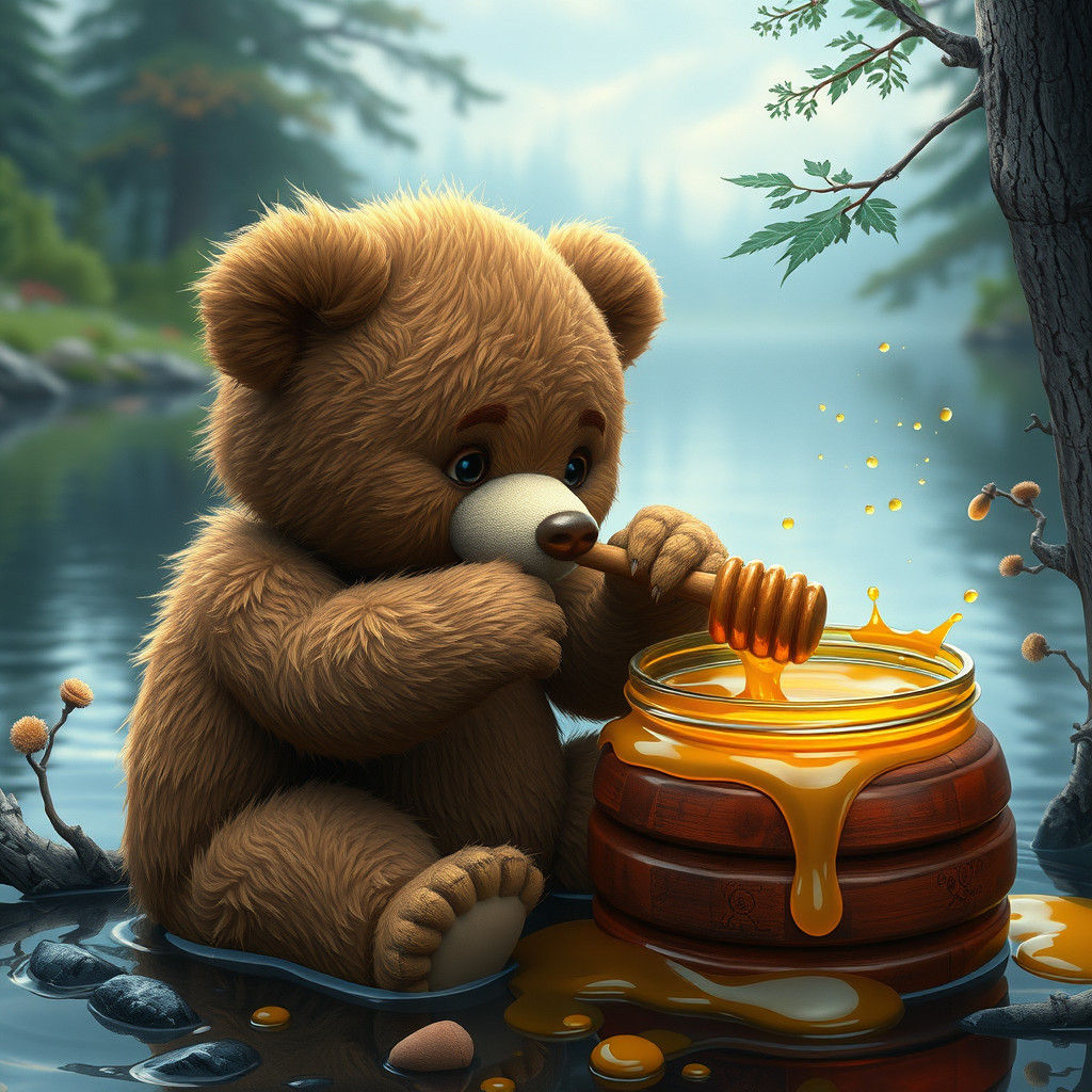 Teddy Bear and Honey Pot Matte Painting