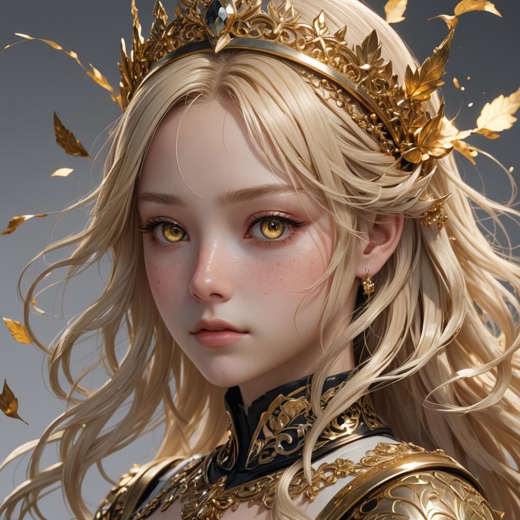 Beautiful Blonde Girl in Anime Style