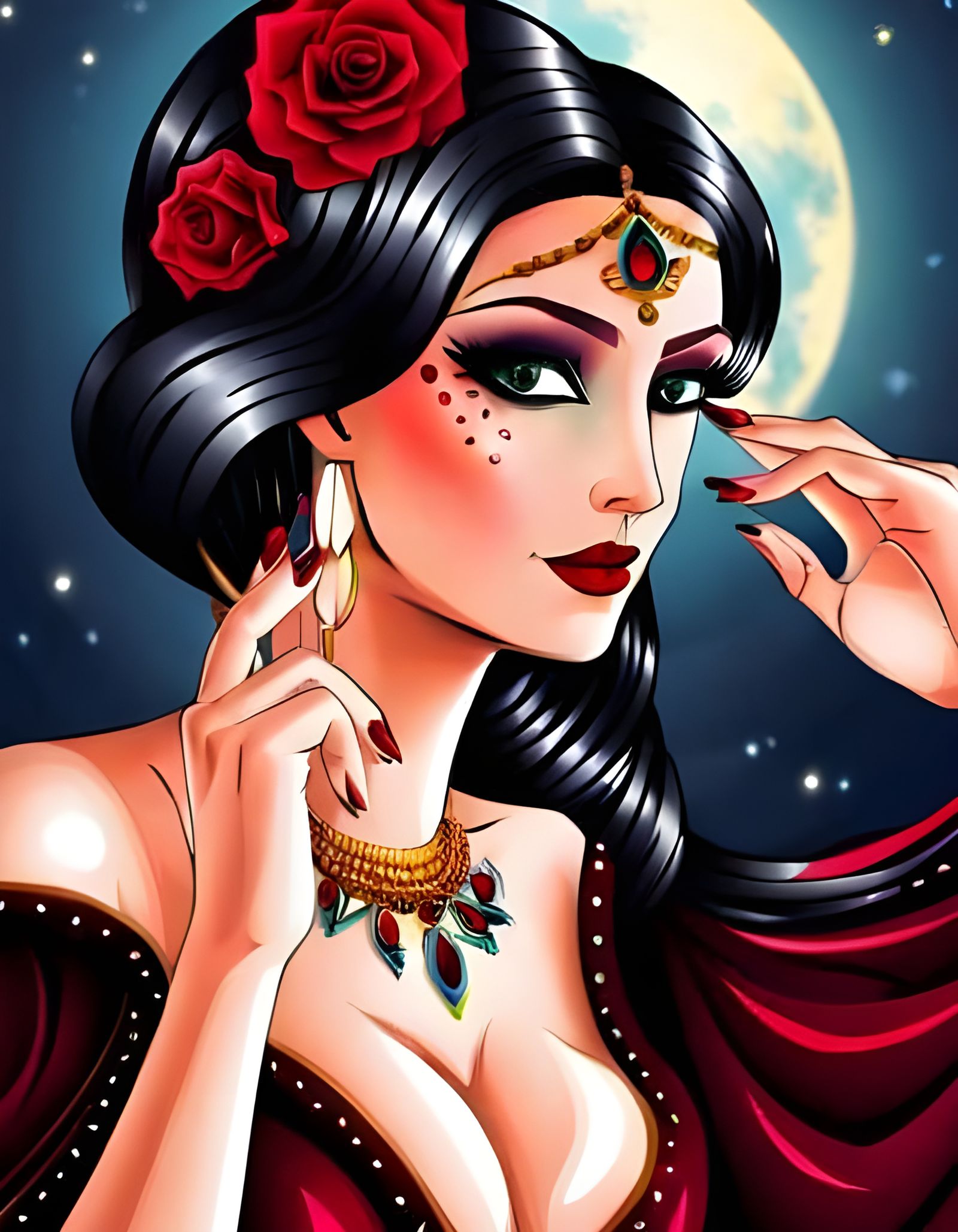 Beautiful Tarot Princess in Dark Baroque Art Deco Style