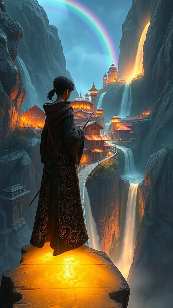 Fantasy Artist Captures Glowing Village Scene with Magical P...