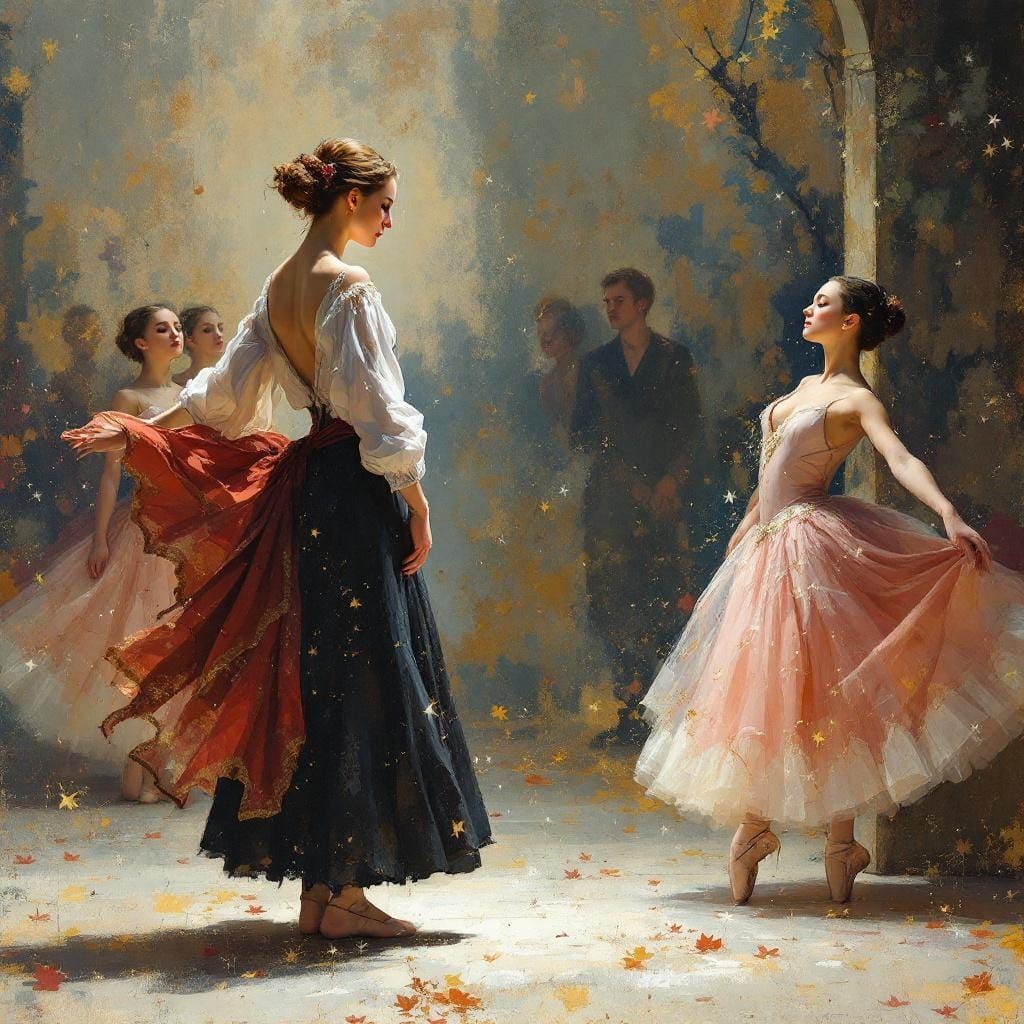 Stern Russian Ballet Teacher in Oils