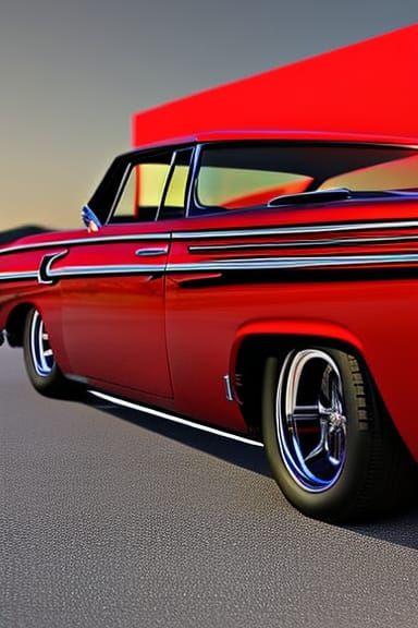 Custom Red 1959 Plymouth Road Runner in 3D