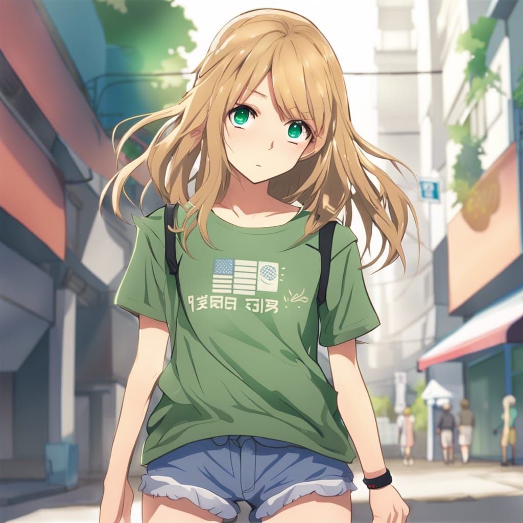 Teenage Girl in Anime Style