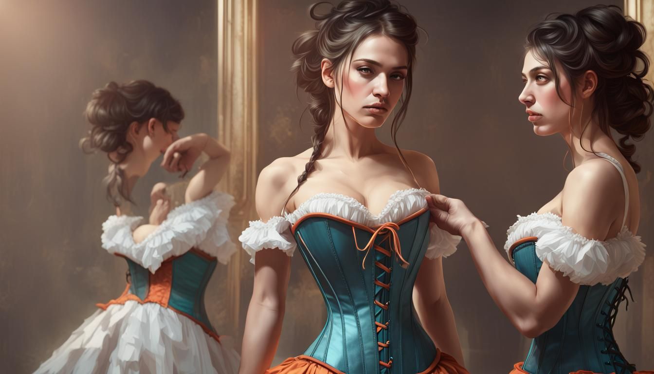 Spanish Princess Corset Training, Art Nouveau Concept Art