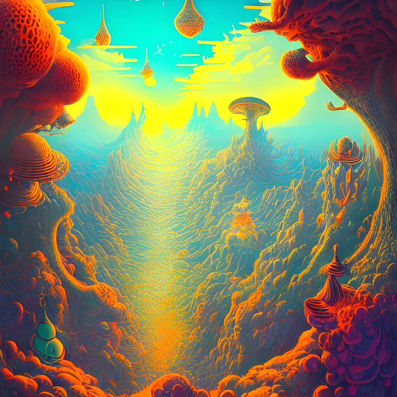 Psychedelic Skate Utopia: A Gouache Synthwave Dreamscape