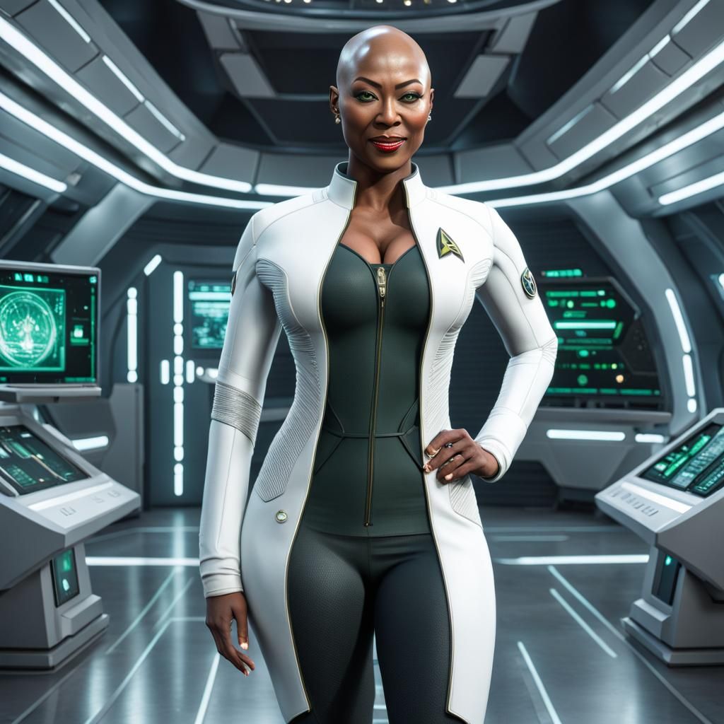 Voluptuous Deltan Doctor in Futuristic Medical Bay