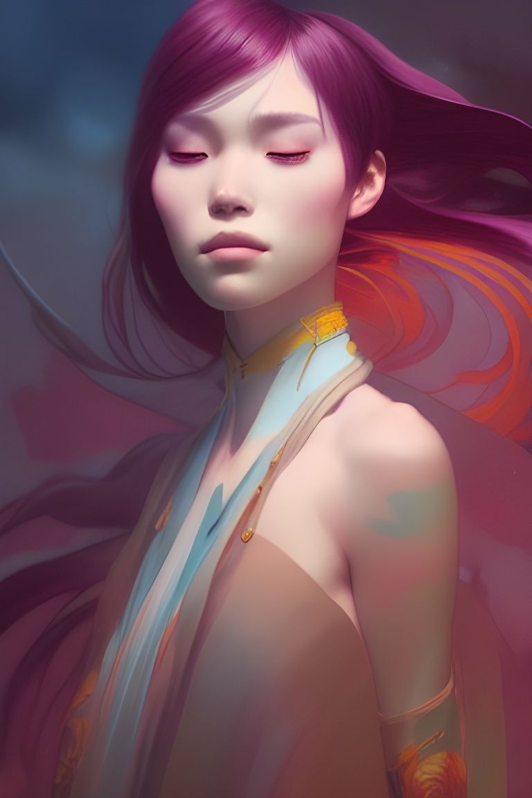 Yuna Portrait in Digital Watercolor Style