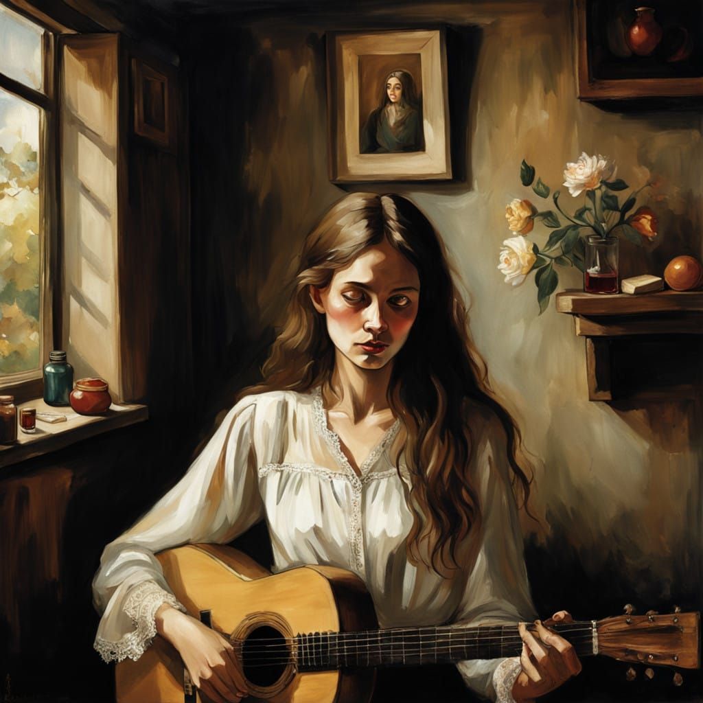 Melancholic Singer on a Dusty Stage