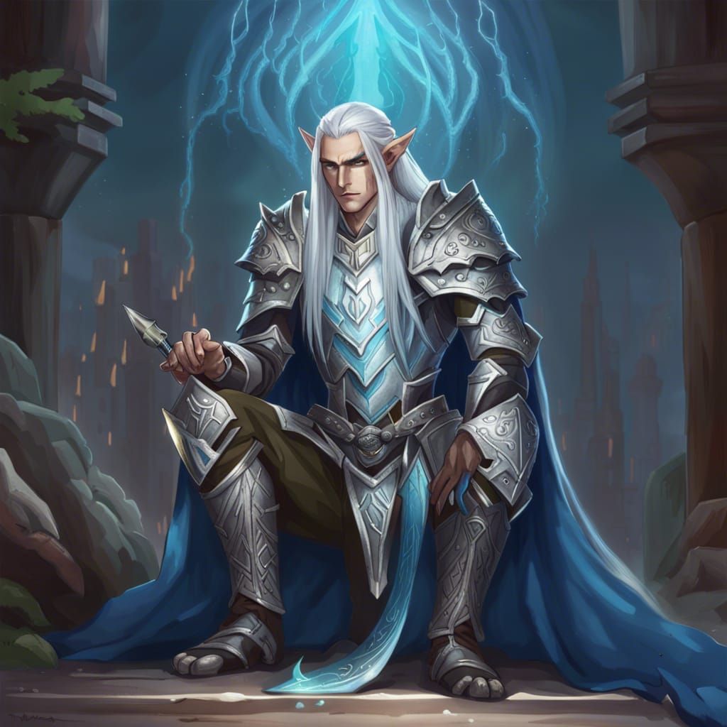 High Elf Wizard Paladin with Lynx, Detailed Fantasy Art