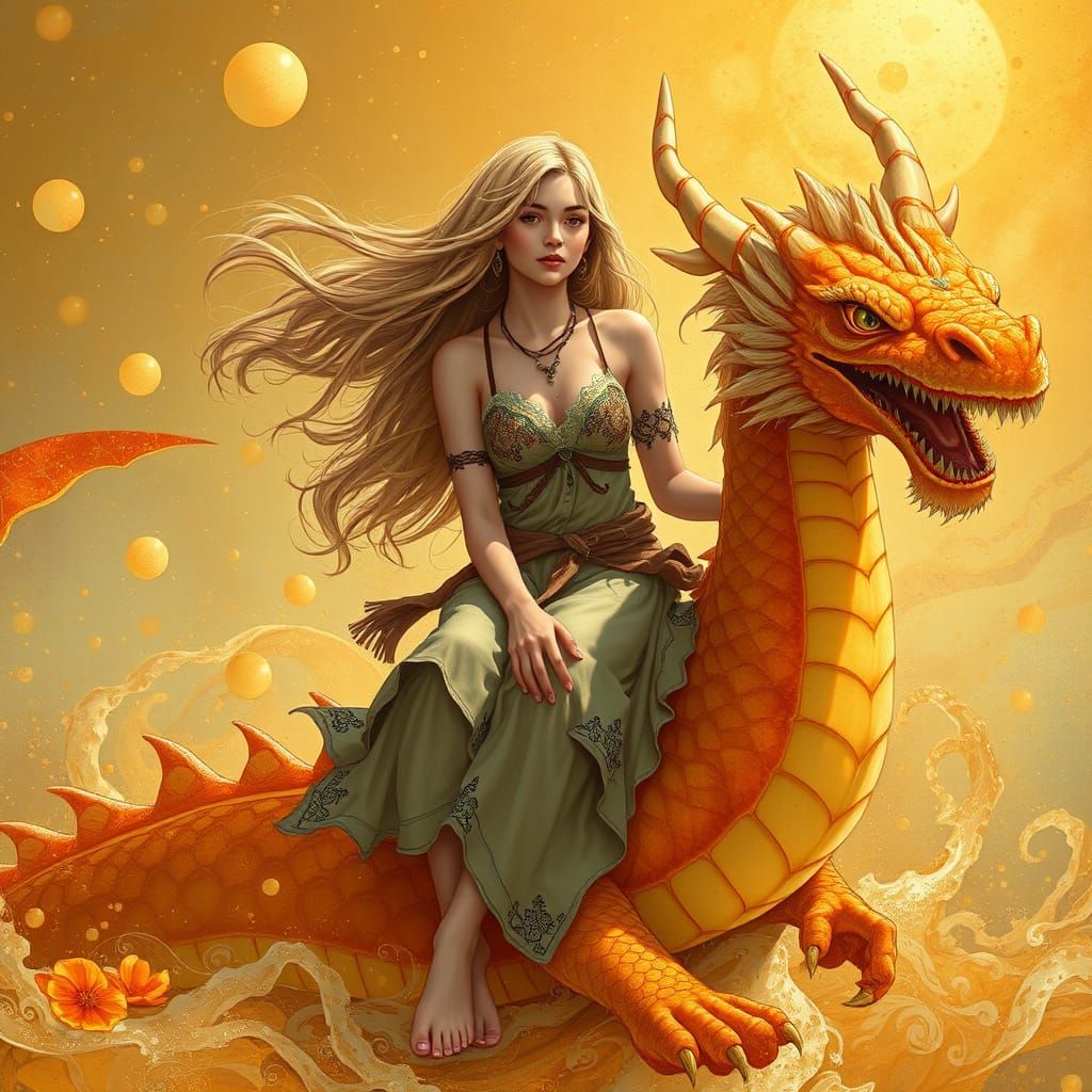 Gummy Dragon Rider in Art Nouveau Style