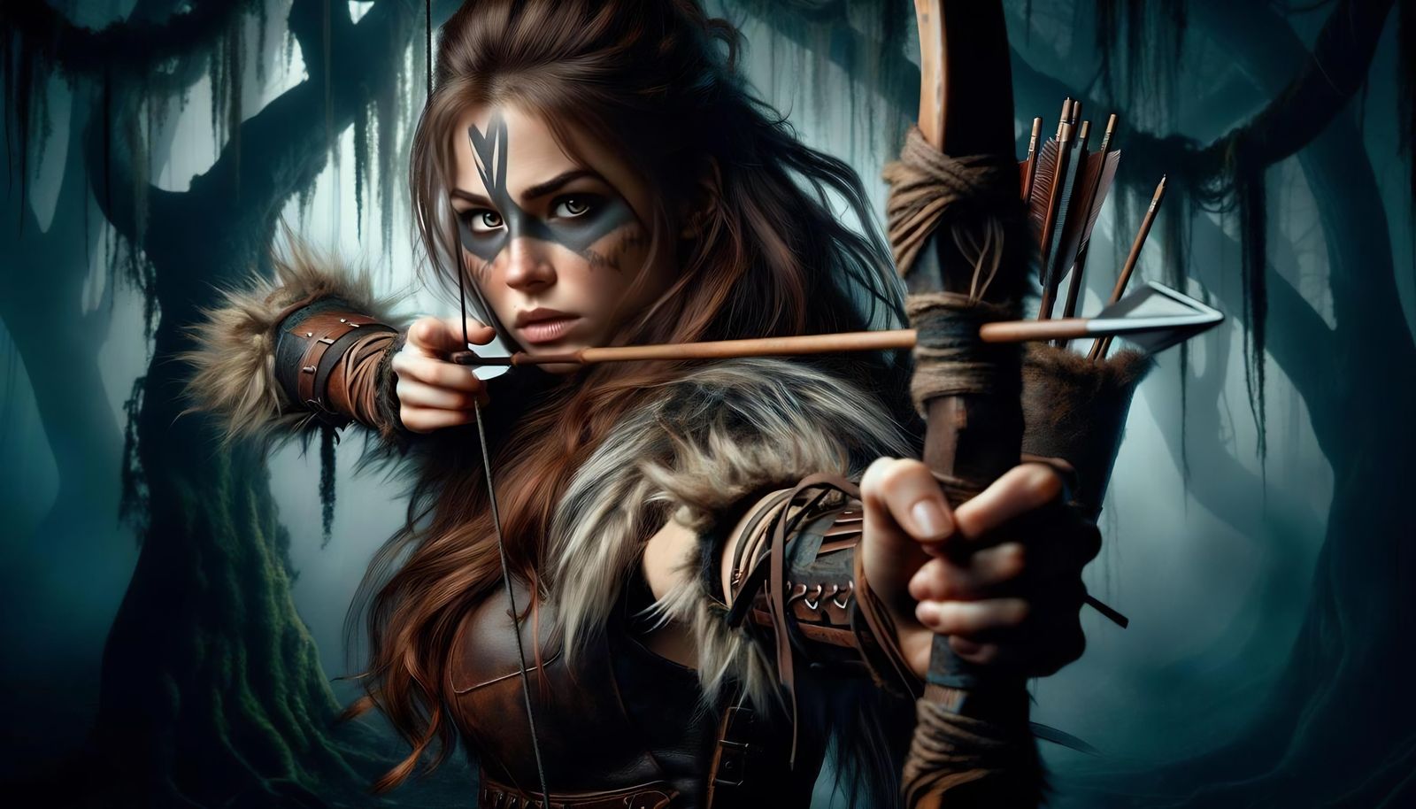 Fierce Archer in Dark Forest, Tribal Warrior