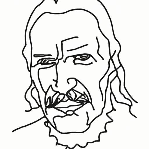 Continuous line art of Danny Trejo, single line art
