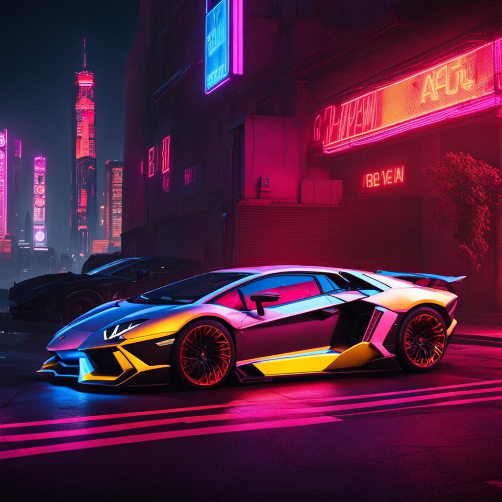 Lamborghini Aventador in Cyberpunk 2099 Style