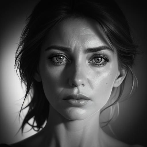 Dramatic Black and White Portrait of a Woman