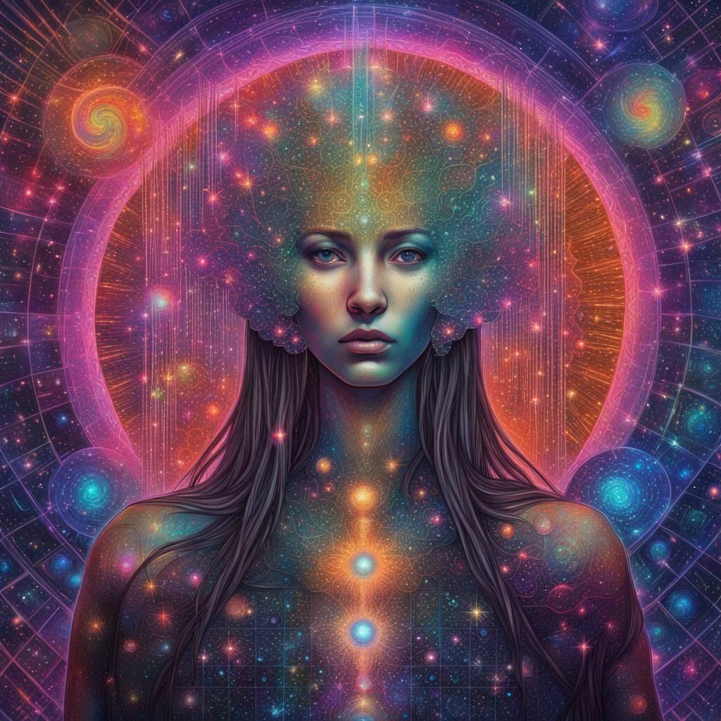 Holographic Cosmic Astral Illustration by Pablo Amaringo